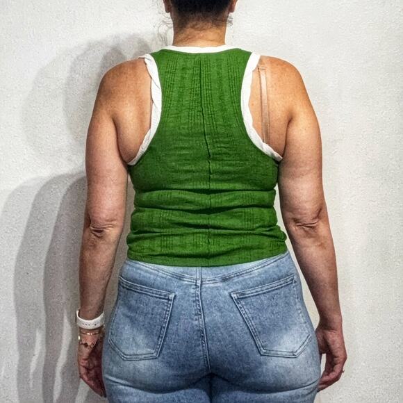 Pilcro Green Ribbed Racerback Tank Top Sz S - Picture 10 of 12